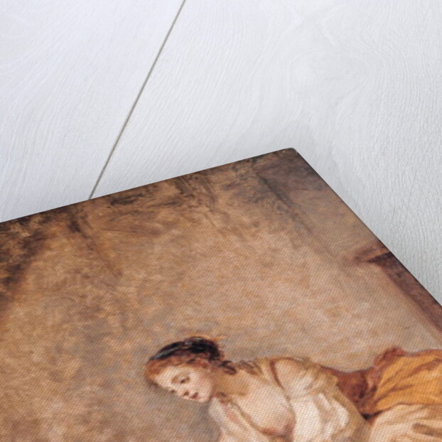 A Young Girl Lifting a Chest by Jean Baptiste Greuze