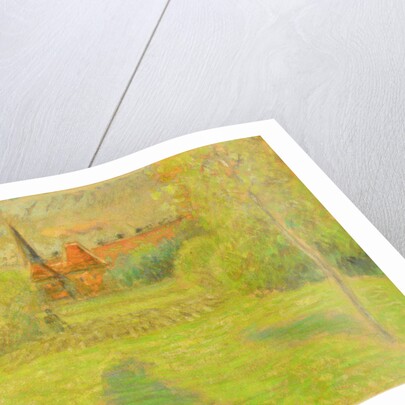 The shepherd and the church of Eragny, 1889 by Camille Pissarro