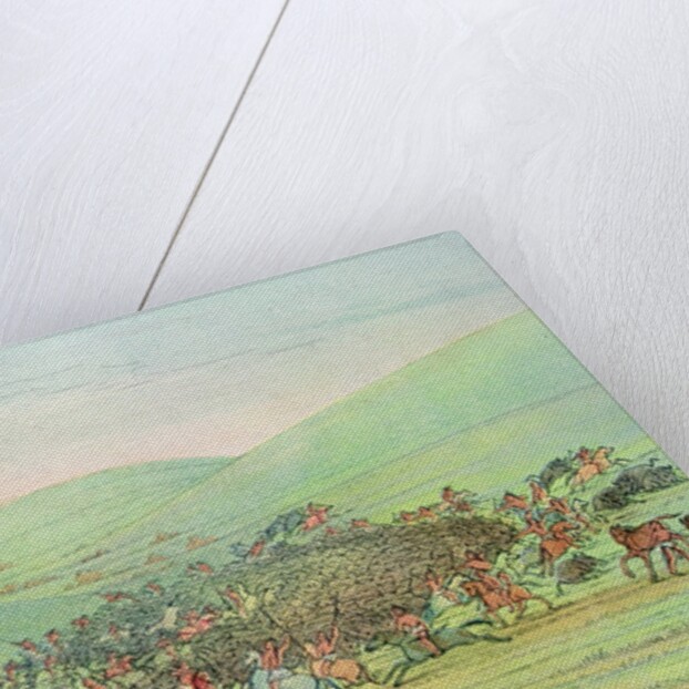 Minatarees attacking buffalo on horseback by George Catlin