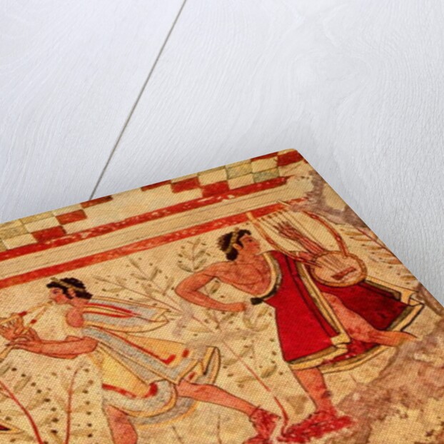 Etruscan musicians, copy of a 5th century BC fresco in the Tomb of the Leopard at Tarquinia by Etruscan Etruscan