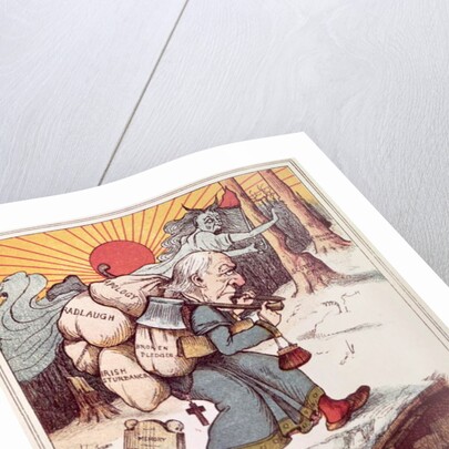 Plundering and Blundering, cartoon of Gladstone as a pilgrim weighed down with burdens, c.1880 by Anonymous