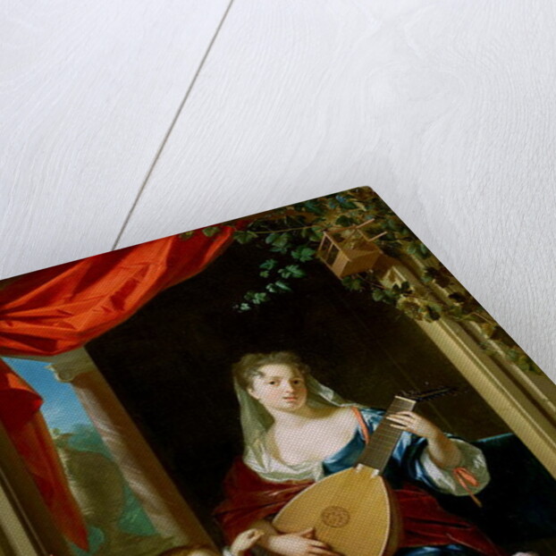 Elegant Lady Playing the Lute at a Window by Philip van Dyck