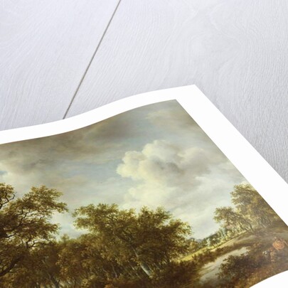 A Wooded Landscape with an Angler by a Pond, 1664 by Meindert Hobbema