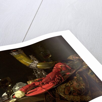 Still Life with the Drinking-Horn of the St. Sebastian Archers' Guild, Lobster and Glasses, c.1653 by Willem Kalf