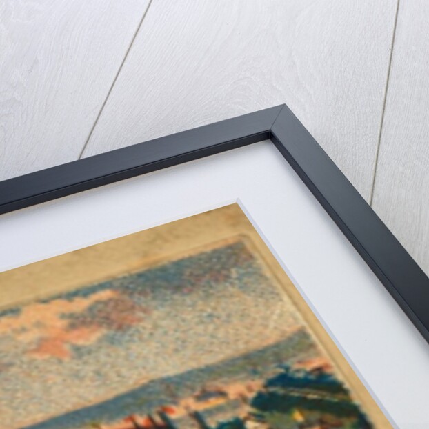 View of the Paris Exposition of 1867 showing waterfront, main exhibit building, and balloon flying in the distance by French School