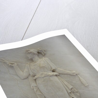 Bas relief of Atropos cutting the thread of Life by School Greek