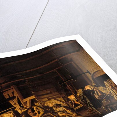 In the Anchor-Forge at Soderfors. The Smiths Hard at Work by Pehr Hillestrom