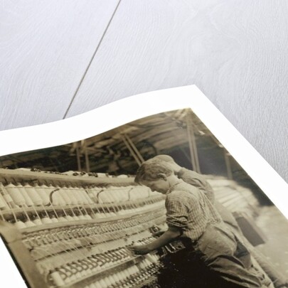 Young doffers replacing full bobbins at North Pownal, Vermont, 1910 by Lewis Wickes Hine