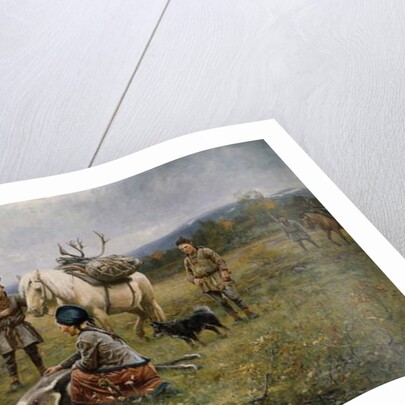 Lapps Collecting Shot Reindeer, 1892 by Johan Tiren