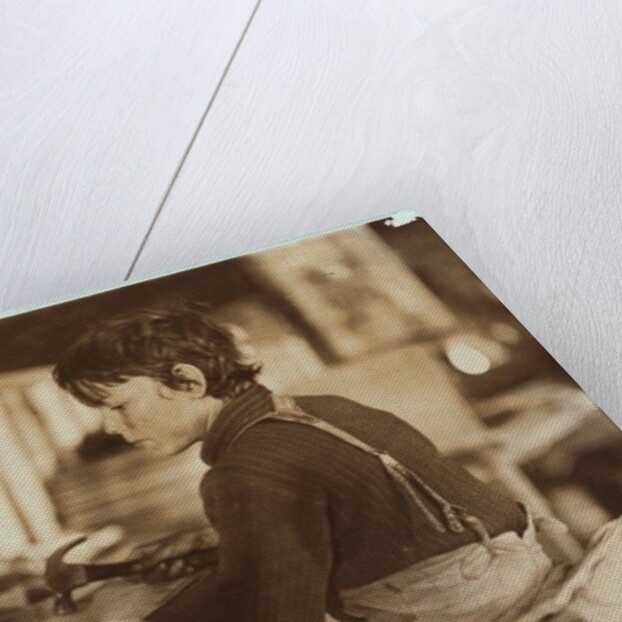 Boy making baskets for melons at Evansville, Indiana, 1908 by Lewis Wickes Hine