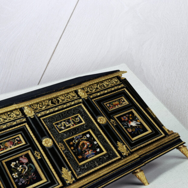 One of a pair of cabinets mounted with late 17th century pietra dura plaques, c.1810 by Adam Weisweiler