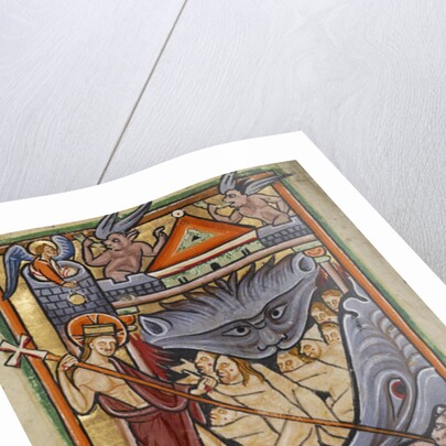 Harrowing of hell from the Illustrated Vita Christi Ms 101 fol. 82v, c.1190-1200 by English School