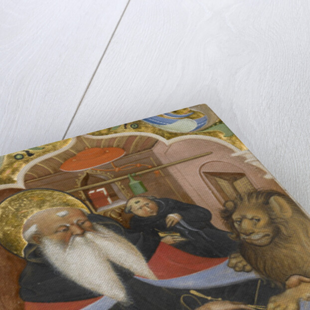 Saint Jerome extracting a thorn from a lion's paw Ms 106, 1425-50 by The Master of the Murano Gradual