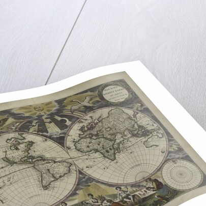 Double-hemisphere world map from Goos's Sea Atlas of the Water World, 1672 by Pieter Goos