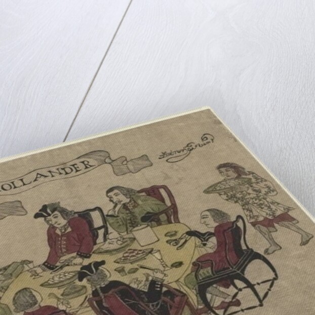Dutch VOC employees being served a meal by Javanese servants at Deshima, 1790-1810 by Japanese School