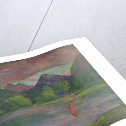 Afterglow, Tautira River, Tahiti, Fisherman Spearing a Fish, c.1895 by John La Farge or Lafarge