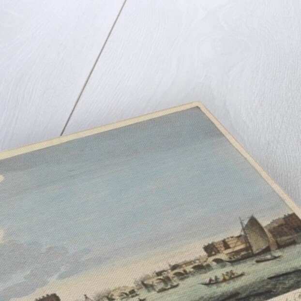 A View of London Bridge with the Ruins of the Temporary Bridge after the Fire of 11th April 1758 by English School