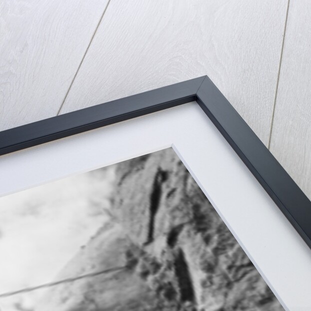 Gutzon Borglum inspecting work on Washington at Mount Rushmore, 1932 by American Photographer