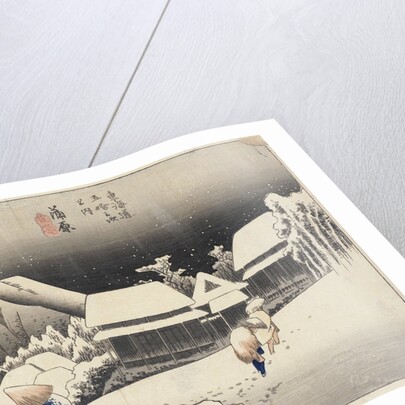 Evening Snow at Kanbara from the series 53 Stations of the Tokaido, c.1833-4 by Ando or Utagawa Hiroshige