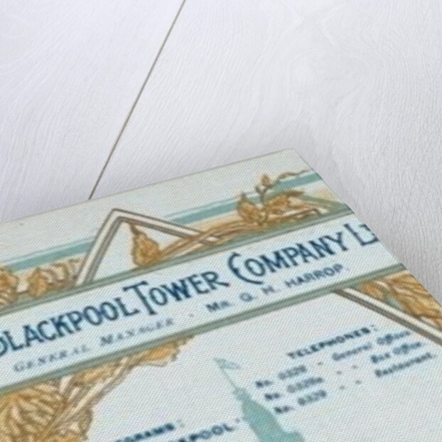 Menu for lunch at Blackpool Tower Restaurant, 1900 by Anonymous