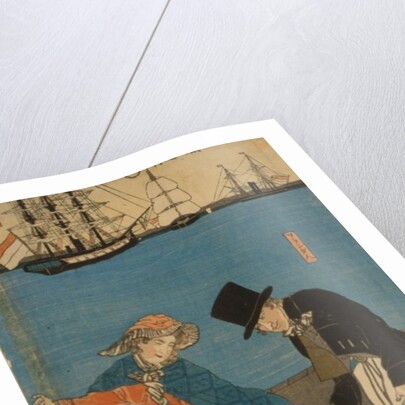 Dutch people taking a Sunday walk in Yokohama, 1871 by Utagawa Sadahide