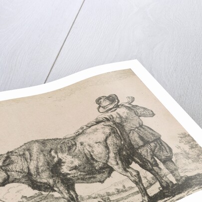 Man standing with bull by Adriaen van de Velde