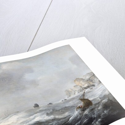 Ships in a Storm on a Rocky Coast, 1614-8 by Jan Porcellis