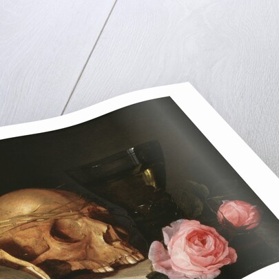 A Vanitas Still Life with a Skull, a Book and Roses, c.1630 by Jan Davidsz. de Heem