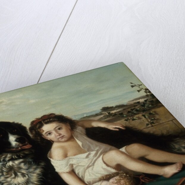 Portrait of a Girl with a Dog, 1879 by Ernest Narjot