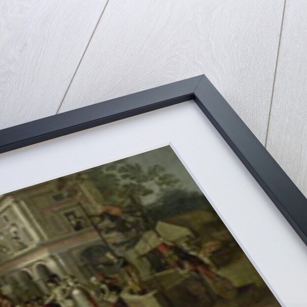 Marketplace, with the Flagellation, the Ecce Homo and the Bearing of the Cross in the background, 1550-90 by Joachim (circle of) Beuckelaer or Bueckelaer