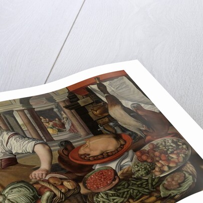 Kitchen Scene, with Jesus in the House of Martha and Mary in the background, 1569 by Joachim Beuckelaer or Bueckelaer