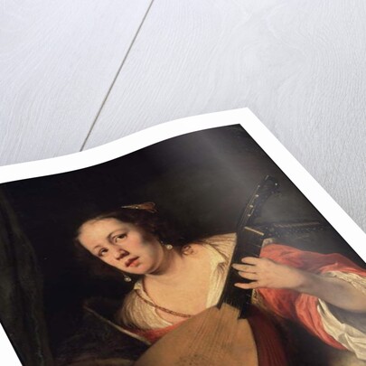 A Lady Playing the Lute, 1654 by Ferdinand Bol