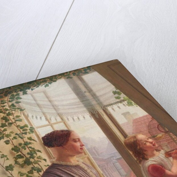 Interior with mother and daughter by a window, 1853 by Ludvig August Smith