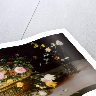 Flowers in a Basket and a Vase, 1615 by Jan the Elder Brueghel