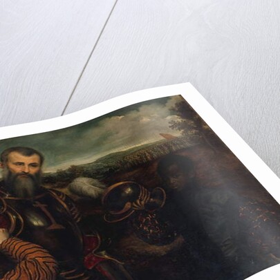 Portrait of a Man in Armor with Two Pages by Paris Bordone