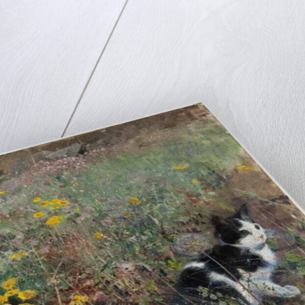 Cat on a flowery meadow, 1887 by Bruno Andreas Liljefors