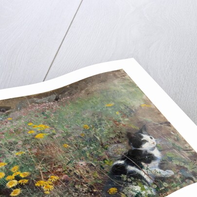 Cat on a flowery meadow, 1887 by Bruno Andreas Liljefors