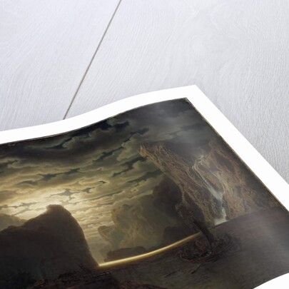 Norwegian Fjord in Moonlight, 1861 by Marcus Larson