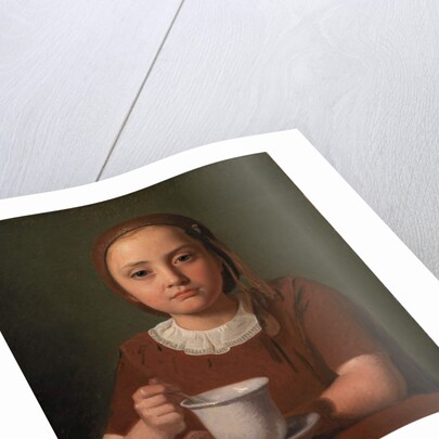 Portrait of a Little Girl, Elise Købke, with a Cup in front of her, 1850 by Constantin Hansen