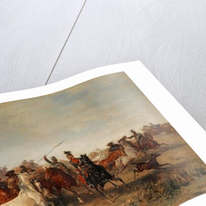Uhlans steal horses from Honved-Hussars, 1863 by Franz Adam