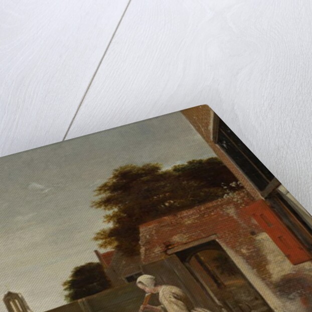 A Man Smoking and a Woman Drinking in a Courtyard, c.1658-60 by Pieter de Hooch