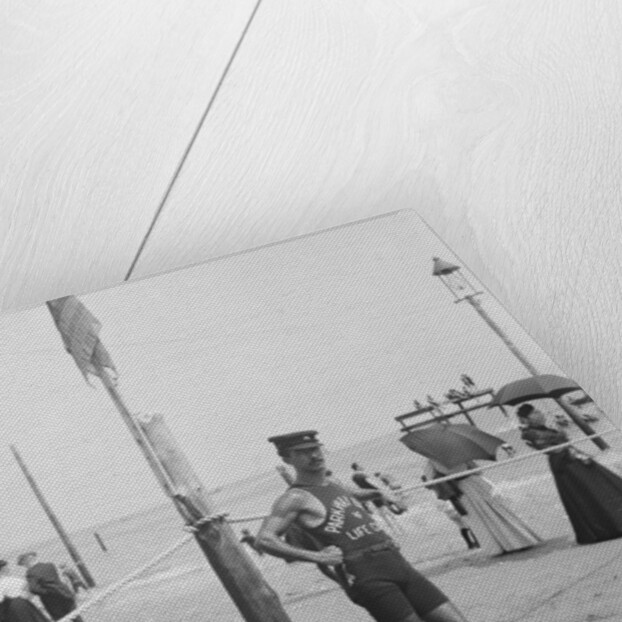 A Life guard on Brighton Beach, Brooklyn, New York, 1901-06 by Detroit Publishing Co.