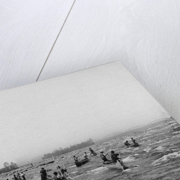 Indians fishing in the rapids, Sault Ste. Marie, Michigan, c.1900 by Detroit Publishing Co.