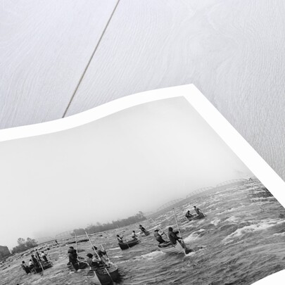 Indians fishing in the rapids, Sault Ste. Marie, Michigan, c.1900 by Detroit Publishing Co.