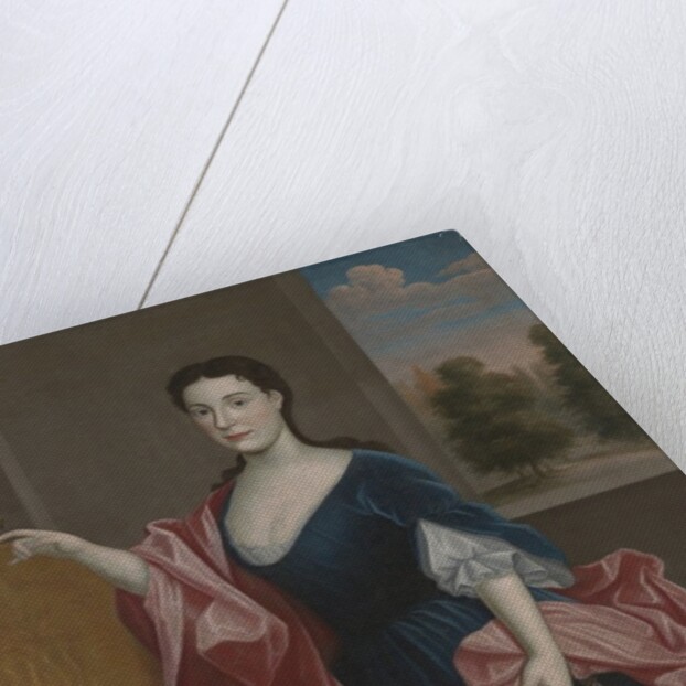 A Hudson Valley Lady with Dog and Parrot, c.1720-30 by American School