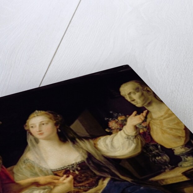 Cleopatra showing Octavius the bust of Julius Caesar by Pompeo Girolamo Batoni