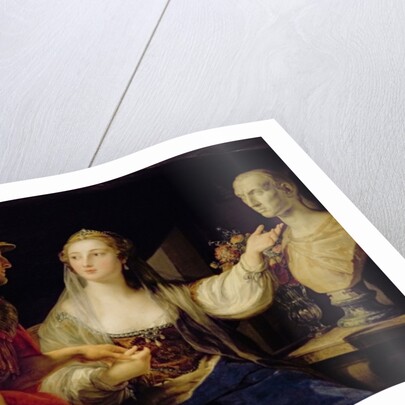 Cleopatra showing Octavius the bust of Julius Caesar by Pompeo Girolamo Batoni