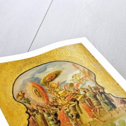 Capture of Montezuma and clashes with the Spanish on the streets of Tenochtitlan by Spanish School