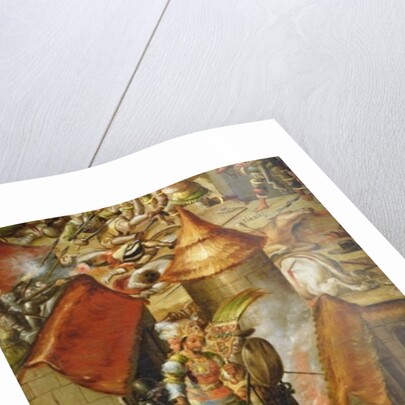 The murder of Montezuma and the raiding of his treasure by Spanish School