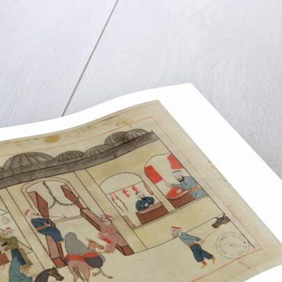 Ms. cicogna 1971, miniature from the 'Memorie Turchesche' depicting the covered market in Istanbul by Venetian School
